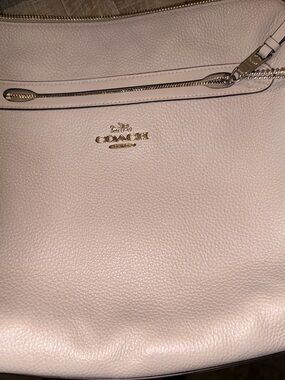 Coach Pebbled Leather Shoulder Bag in Pale Pink with Gold Hardware